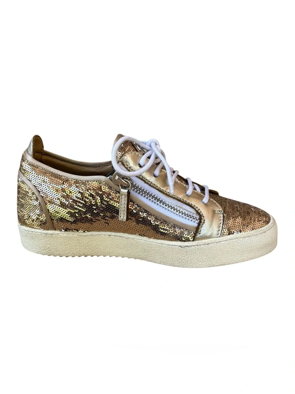 GIUSEPPE ZANOTTI “Gail” Gold Sequin Low Top Sneakers
